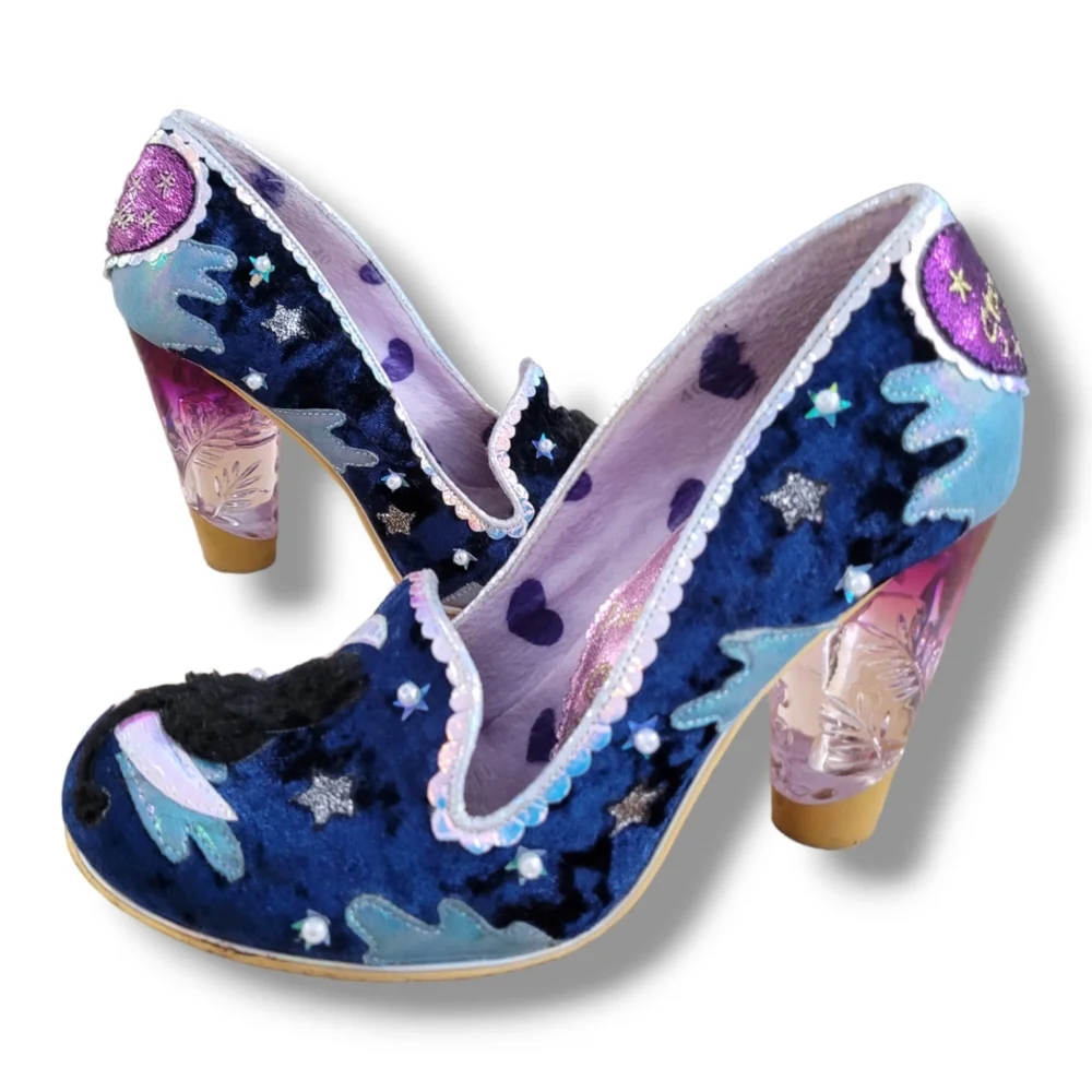 IRREGULAR CHOICE Stars At Night Black Cat Shoes 40 - Picture 7 of 8